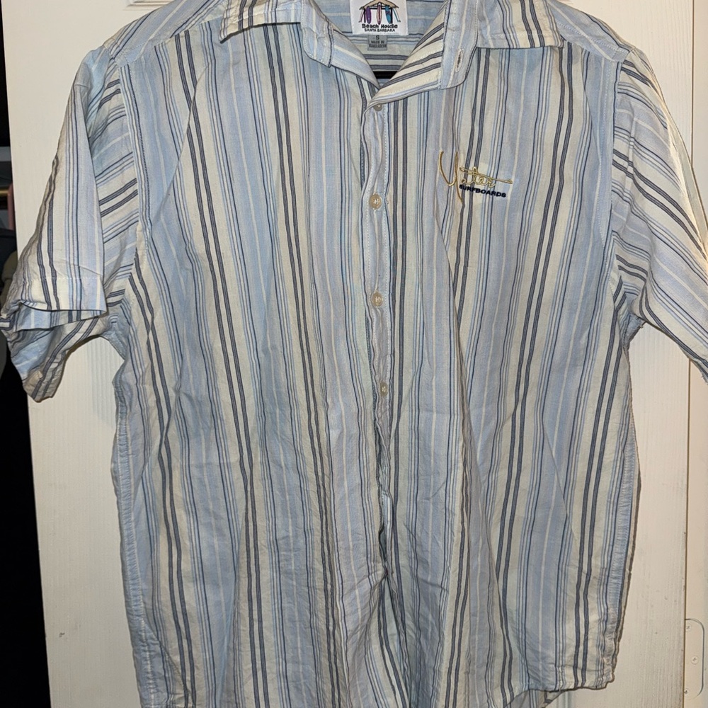 Beach House Men's Light Blue Striped Shirt